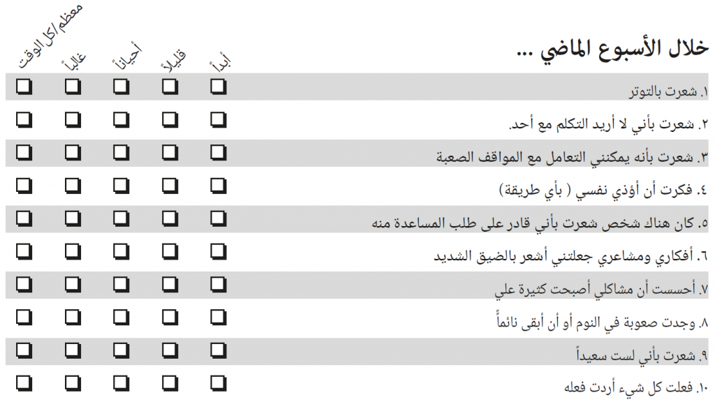 Arabic YP-CORE : Clinical Outcomes in Routine Evaluation (and CST)